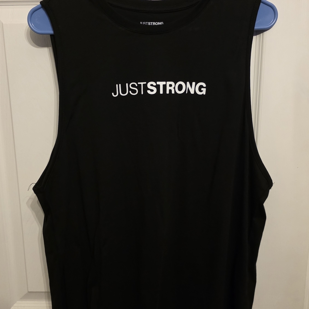 Just Strong Black Muscle Tank Top Women’s XL Gym Workout Athleisure
